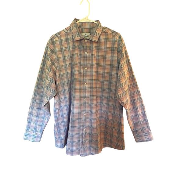 MIzzen+Main Men’s Standard Button Down Blue Pink Plaid Shirt Made In USA Size XL - Picture 1 of 14